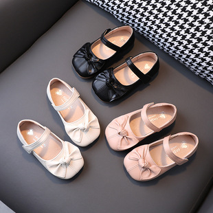 Spring and Autumn 2021 New Girls Soft-soled Leather Shoes for Little Girls Middle and Big Children Soft-soled Princess Shoes Flat Heel Children's Single-layer Shoes