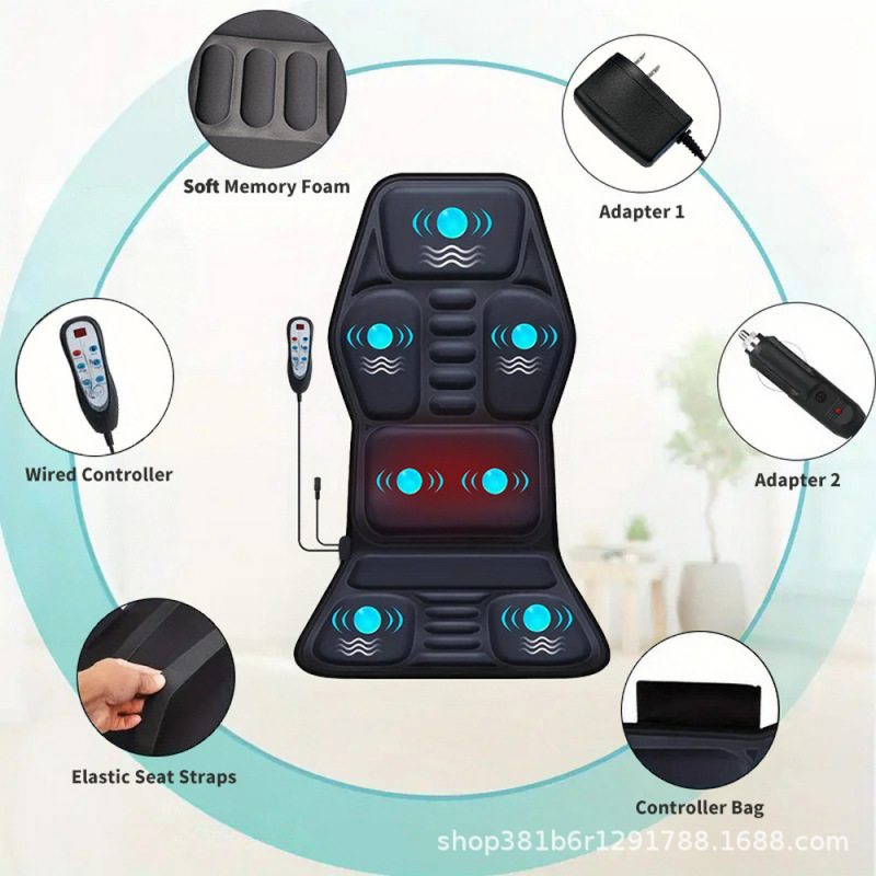 国境を越えたマットレスマッサージ器、首と腰用、家庭用クッション、背もたれクッション、椅子クッション、加熱振動器、腰保護理学療法シート|undefined