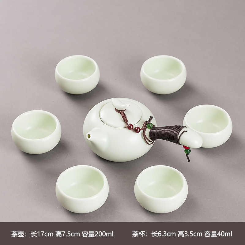 7개의 머리가 있는 Ding Kiln Tianqing 밧줄 측면 손잡이 주전자