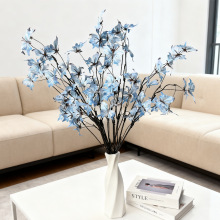 仿真5头枯枝蝴蝶花艺摆件花园风橱窗花材3D梦幻花束单枝