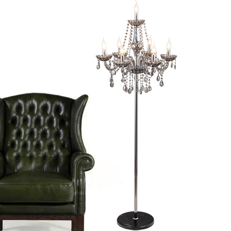 European floor lamp gray crystal glass candle lamp living room bedroom bedside lamp creative Villa Hall decorative lamp