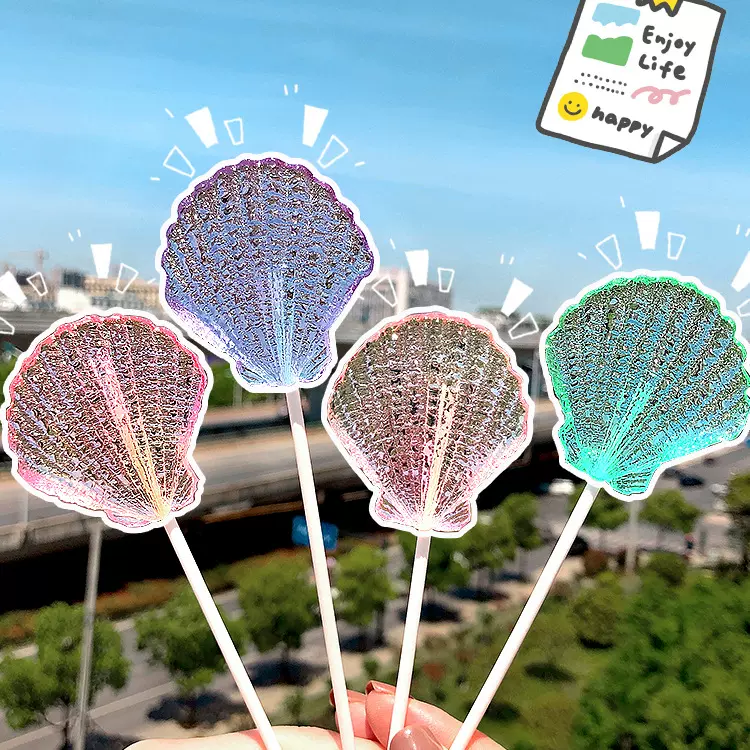 超市烘培店海洋系列五彩贝壳无蔗糖棒棒糖游乐场儿童零食批发批货