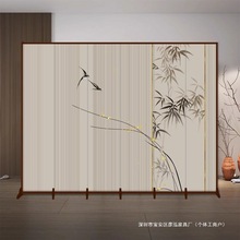 新中式屏风隔断客厅入户玄酒店饭店关茶室可折叠移动装饰遮挡屏风