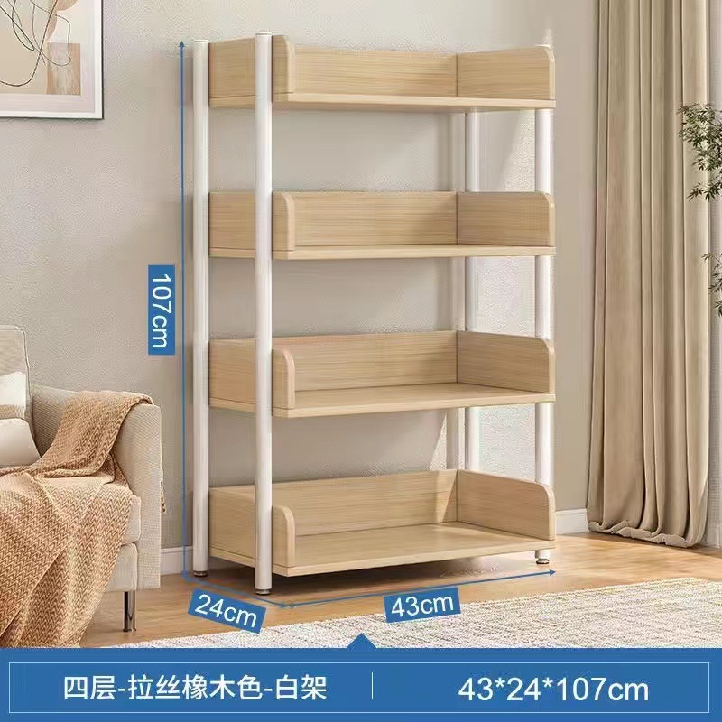 Estante de libros simple de hierro forjado doméstico de almacenamiento de suelo estante de exhibición estante de almacenamiento estante de estante de almacenamiento estante de biblioteca para estudiantes