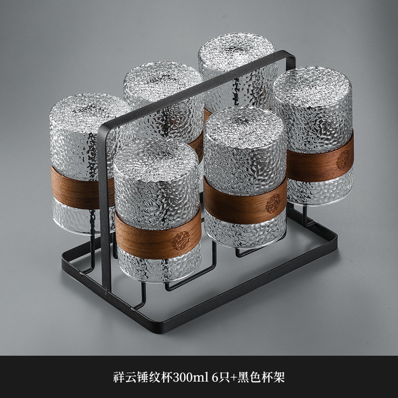 Nuevo chino patrón vertical taza de vidrio hogar de alta temperatura resistente taza de té hervidor de agua traje taza de beber anti-escaldado sala de estar hospitalidad