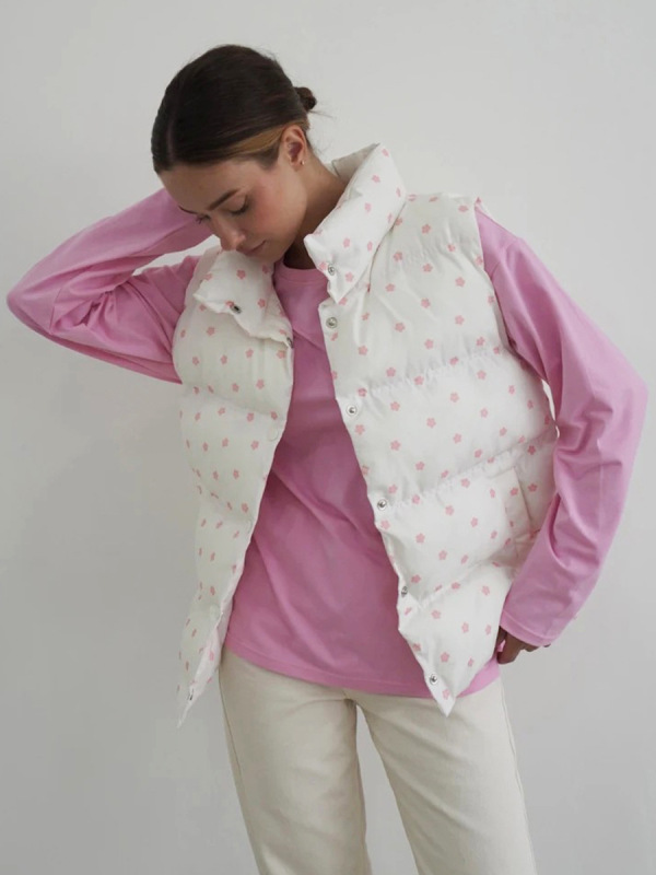跨境印花棉服马甲欧美2025秋冬立领马甲保暖羽绒棉背心棉服马甲女|undefined