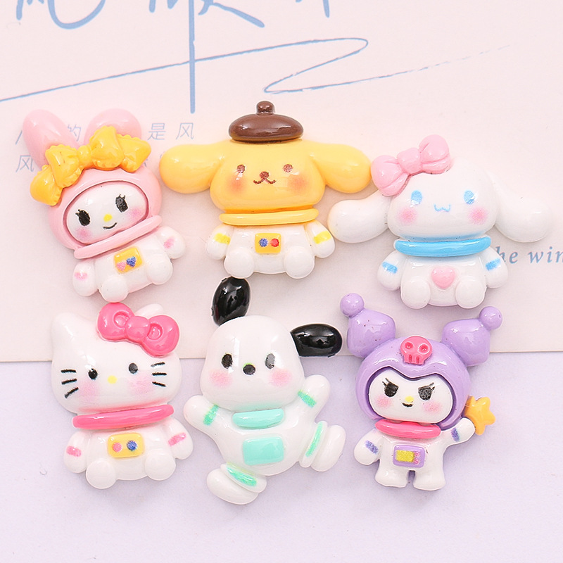만화 우주 비행사 강아지 시리즈 DIY 크림 접착제 휴대 전화 케이스 신발 버클 머리핀 수지 보석 액세서리 도매