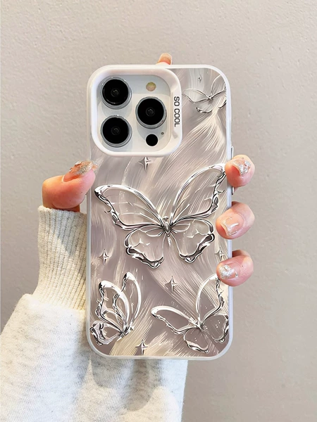 Colorful silver-metal butterfly