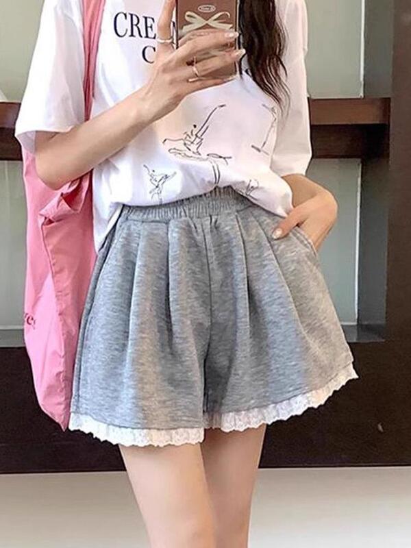 Lace Lace Wide Leg Pants Shorts Summer Outer Wear Thin Loose Slimming plus size Casual Hot Pants Sports Pants