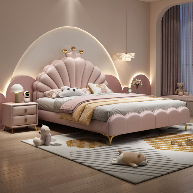 Cream Style Leather Kidsren's Bed Modern Simple Master Bedroom Double Bed Storage American Boy and Girl Solid Wood Leather Bed Cream Style Leather Kidsren's Bed Modern Simple Master Bedroom Double Bed Storage American Boy and Girl Solid Wood Leather Bed