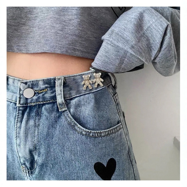 Botón de Ajuste de Cintura para Jeans Metal Desmontable Sin Costura para Pantalones de Mezclilla