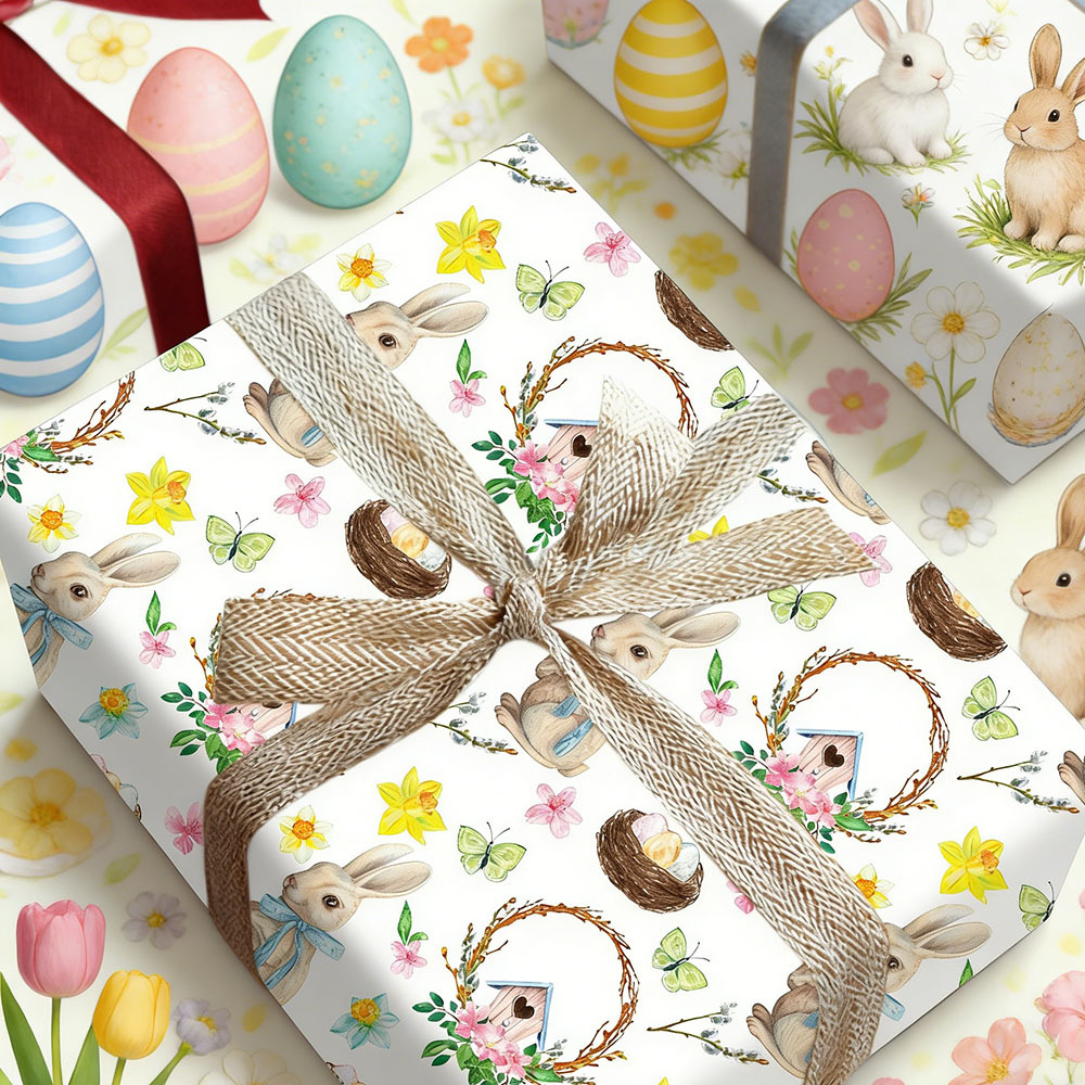 Cross-Border New Easter Decoration Rabbit Gift Egg Wrapping Paper Handmade DIY Gift Box Party Party Supplies