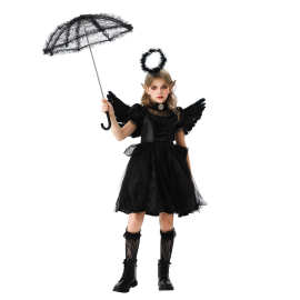 万圣节儿童服装亲子天使装恶魔吸血鬼连衣裙女巫爵士舞表演服童装