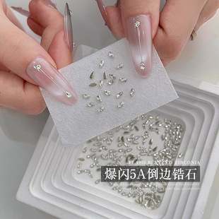 5A Inverted Zircon Manicure Diamond Jewelry Flash White Mini Water Drops Shaped Flat Bottom Pile Diamond Manicure Accessories