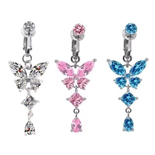 Gaibei European and American cross-border butterfly belly button ring rabbit belly button ring heart-shaped belly button ring non-hole piercing ear clip dual use