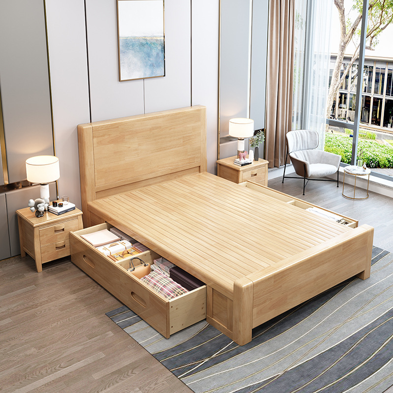 Cama individual de madera maciza para niños 1m 1.2m 1.35m pequeña casa económica simple hotel de alojamiento residencial cama de hotel