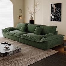 复古风帆船沙发小户型客厅大坐深雪尼尔可拆洗布艺直排出租房沙发