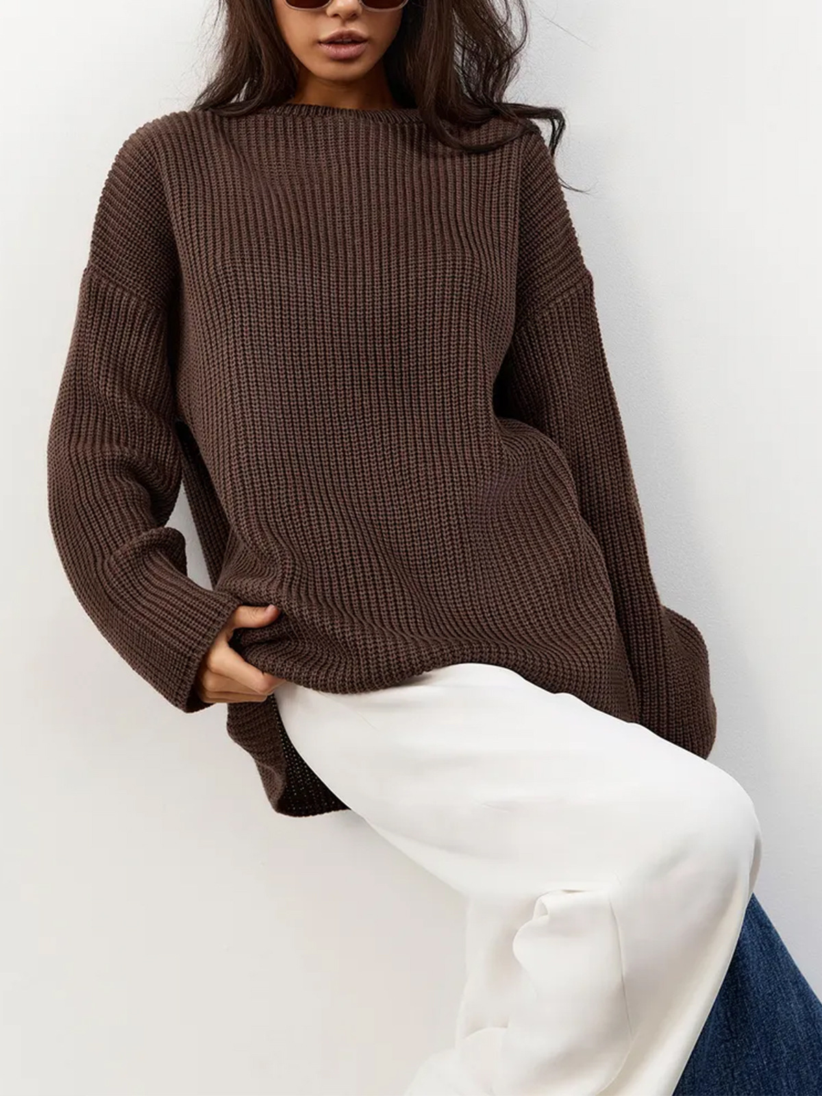 Comercio exterior de mujeres transfronterizas Rusia cuello redondo relajado retro suéter de viento perezoso otoño invierno fábrica de jersey personalizado