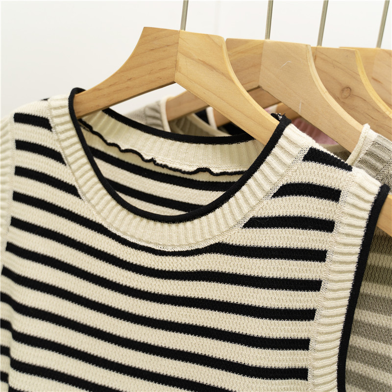 商品详情图_条纹吊带背心女士夏季外穿圆领修身显瘦内搭短款无袖