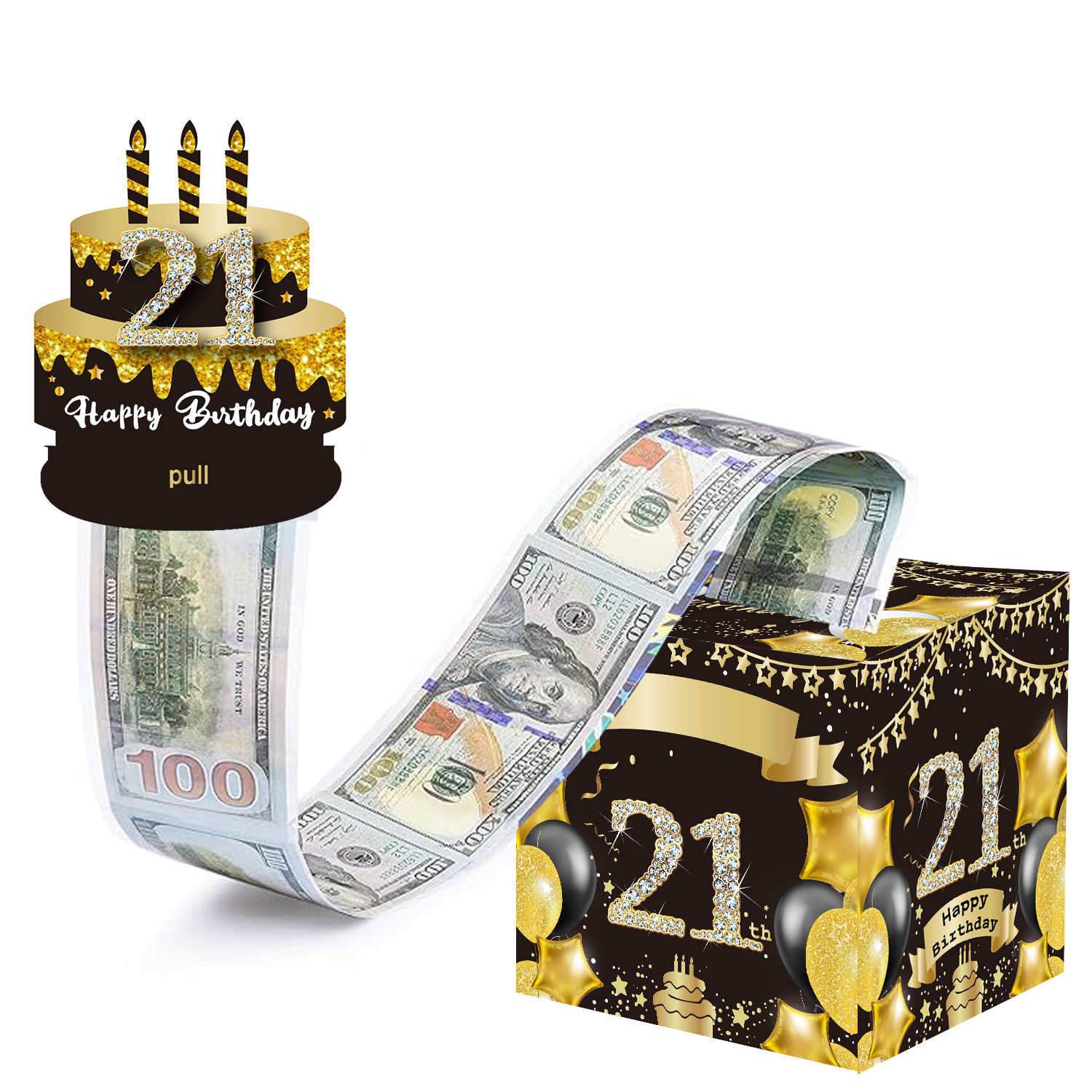 스팟 21세 블랙 앤 골드 케이크 (독점 디자인)