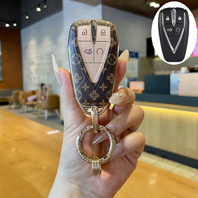 Car key bag: Style Lumin Luxury Feel - type-c-4-button-key-cover-trendy-ring