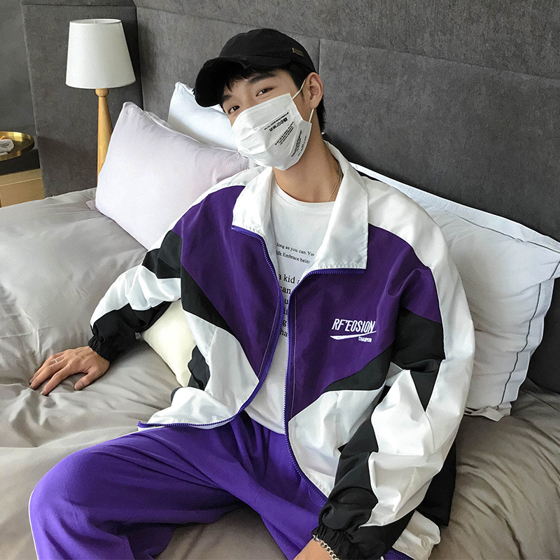 Primavera y otoño moda estilo coreano pareja color a juego hip hop béisbol chaqueta hombres BF Harajuku suelta estudiante Hong Kong estilo chaqueta moda