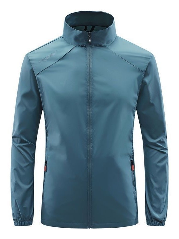 Chaqueta transpirable de seda de hielo ropa casual de protección solar con cuello alto para hombres gabardina de piel chaqueta fina de verano pesca impermeable