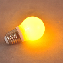彩色灯泡暖黄色光夜灯e27螺口黄色暖黄led灯节能龙珠球泡家用台灯