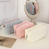 High quality cream handheld cosmetic bag to go out, capacious storage bag