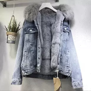Warm winter denim short down jacket, Korean style
