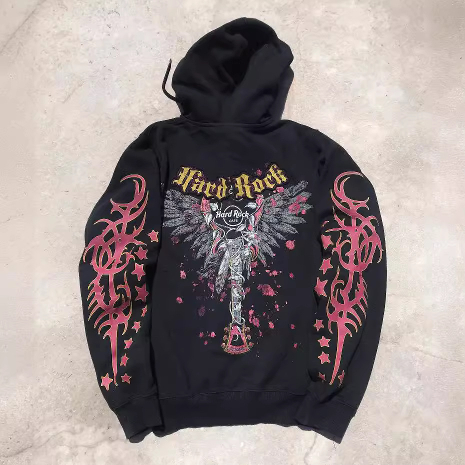 Men's Clothing autumn and winter sweatshirt street retro print embroidery loose plus velvet hooded_voghion.com