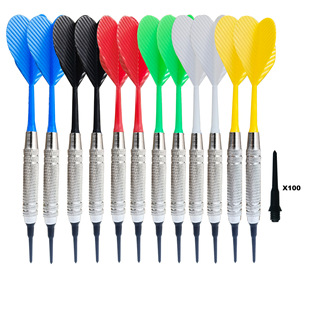 Spot silver 18g one-piece soft darts with 100 dart tips 12 conjoined darts set 250 g/set
