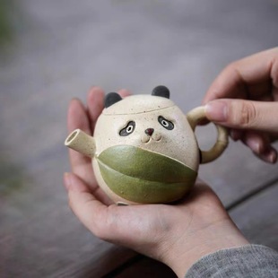 Authentic Yixing small capacity purple clay pot raw ore White Jade section small panda pot one person kung fu teapot tea set gift