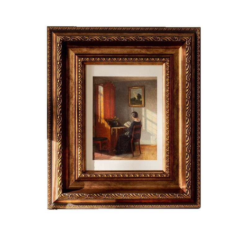Marco de fotos retro europeo decoración de pared personalizada cuelga marcos de pintura al óleo de estilo americano y francés pequeños adornos de impresión de fotos