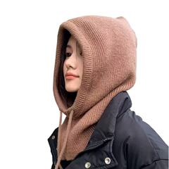 韩版ins保暖网红围脖一体针织帽巴拉克拉法帽女秋冬季套头毛线帽
