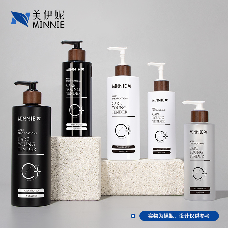 厂家定制300毫升白色平肩乳液瓶500mlpet按压式沐浴露洗发水瓶子