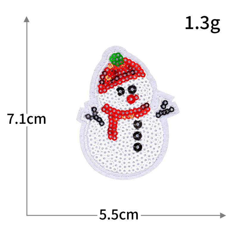 クロスボーダーコンピュータ刺繍ステッカークリスマススパンコール刺繍サンタクロースクリスマスツリースノーフレーク雪だるまヘラジカ刺繍布ステッカー|undefined