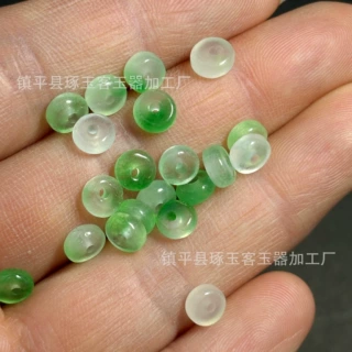 翡翠色冰种飘绿6mm算盘珠散珠DIY玉石饰品配件手链项链平安扣隔片