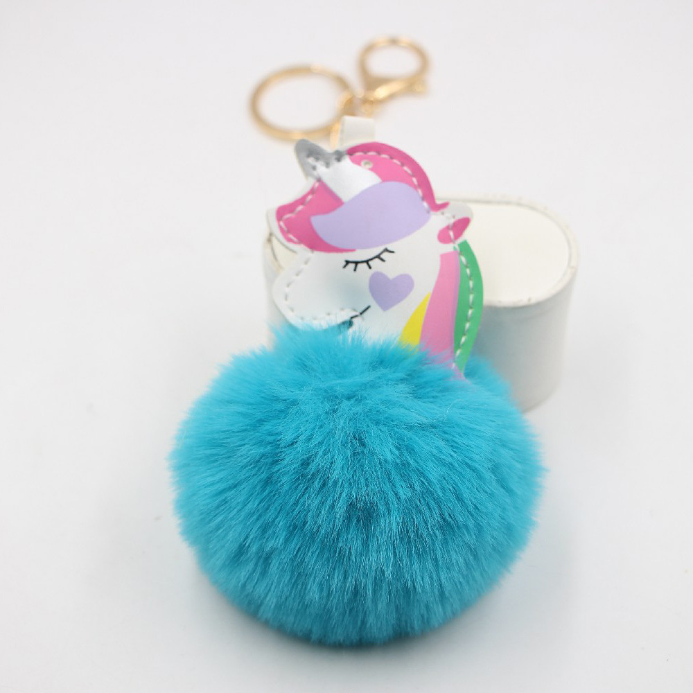 Cute Style Colorful Unicorn Fur Ball Pendant Magic Color Bag Pendant Keychain display picture 3