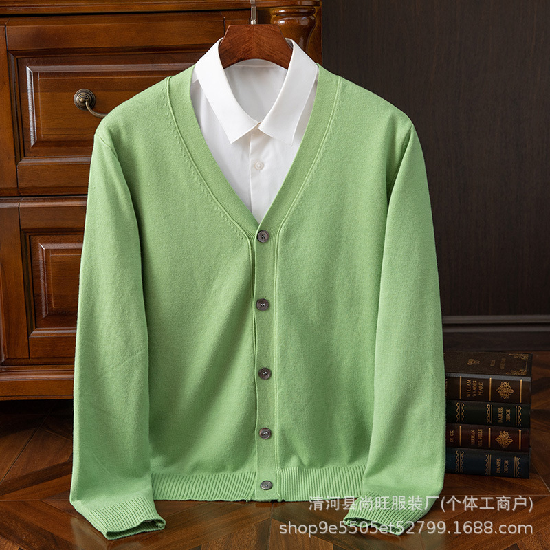 New Autumn and Winter Knitted Cardigan Loose Plus Size V-Neck Sweater Men's Open Front Sweater Wool Base Shirt Jacket New Autumn and Winter Knitted Cardigan Loose Plus Size V-Neck Sweater Men's Open Front Sweater Wool Base Shirt Jacket