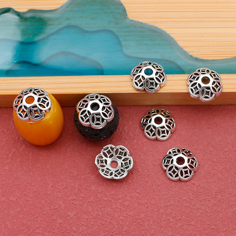 10mm National Tide Hollow Coin Pattern Alloy Toro Bead String Bodhi Xizang Silver Flower Hat Bead Hat DIY Bracelet Jewelry 10mm National Tide Hollow Coin Pattern Alloy Toro Bead String Bodhi Xizang Silver Flower Hat Bead Hat DIY Bracelet Jewelry