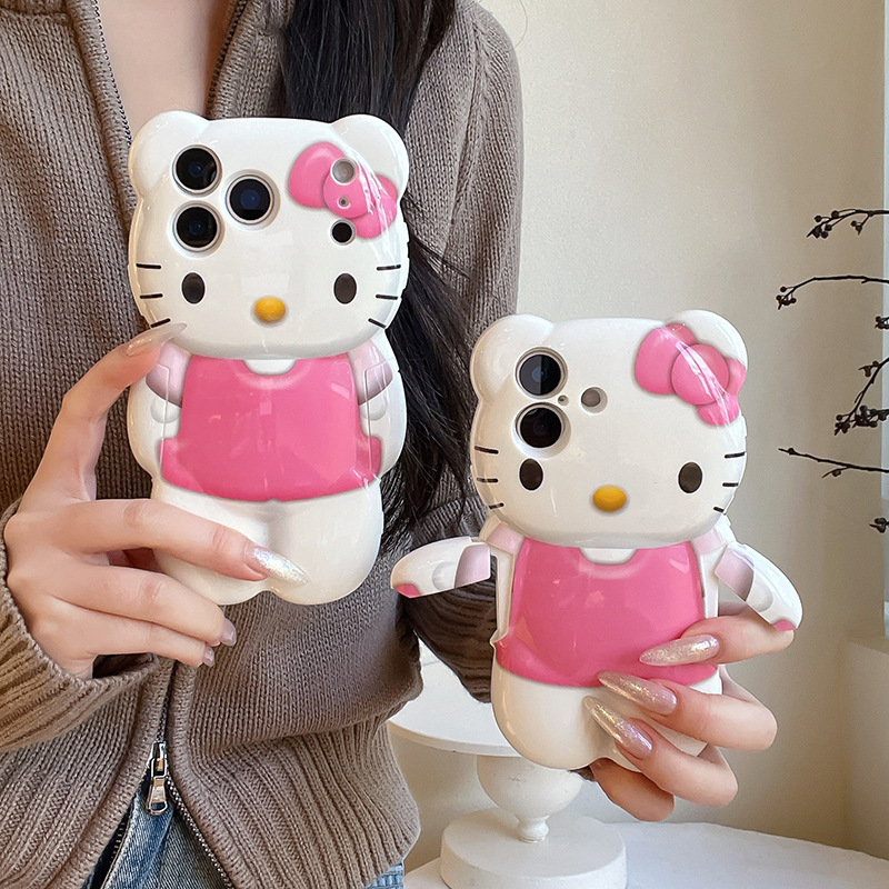 Cartoon Kt Cat and Bear Iphone17Promax Mobile Phone Case Suitable for Apple 16 Internet Celebrity 15 Cute 14 Anti-Fall 13