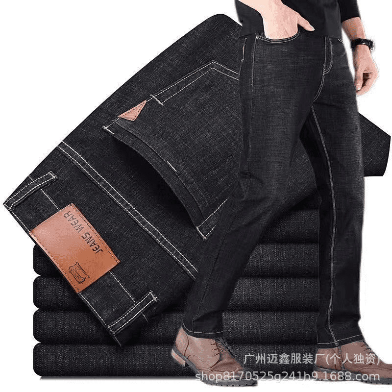 春夏秋牛仔裤男款宽松直筒弹力中腰长裤子男装批发外贸Men'spants|undefined