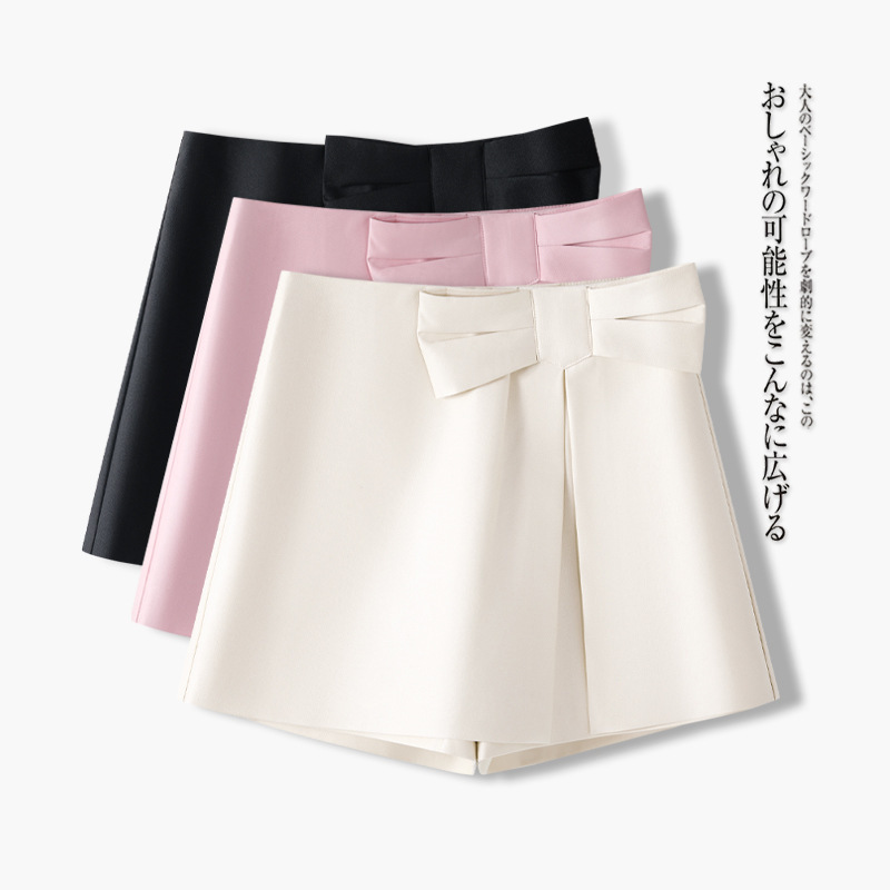 Women's Culottes 2025 New Style Petite Autumn One-Piece Fake Two-Piece Design Suit Shorts Short Culottes