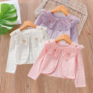 Girls' Outwears, Cardigans, Sun Protection Clothes, Thin Air-Conditioned Clothes, Summer Kidsren's Girls, Baby Girls, Fashionable Shawls, Small Outerwear