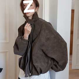 美式复古哑光皮衣外套女2026春秋新款高级感酷飒休闲垂软夹克上衣