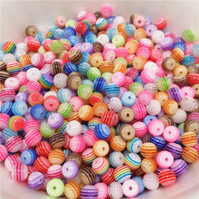 DIY串珠配件批发树脂珠子条纹亚克力透明斑纹条文直孔珠饰品