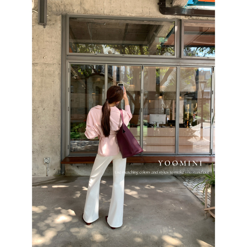 YOOMINI-闲简约微喇白色牛仔裤2025初秋上新牛仔裤YS1-M16540-SR|undefined