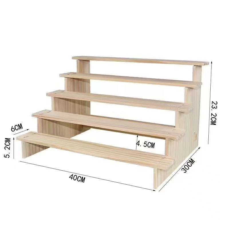 木製の収納棚の手作りのおもちゃの陳列棚のテーブルの置物の階層式の模型の展示台の実木の置き棚
