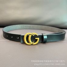 女士真皮腰带双C时尚休闲女带G细款宽版彩色跨境网红细带文艺复古